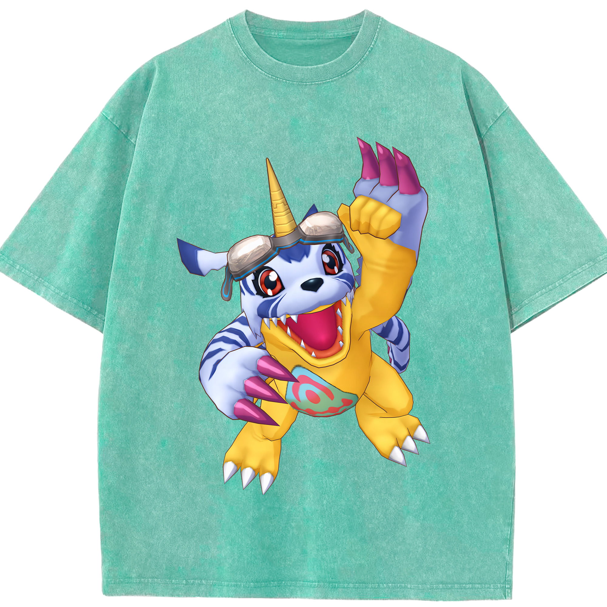 （画像用） Digimon デジタルモンスター/デジモン 綿100% ヴィンテージ風 半袖Tシャツ（フロントプリント）